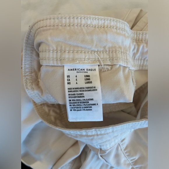 American Eagle Lightweight Cargo Pants Cream US 4 Long - Picture 4 of 5
